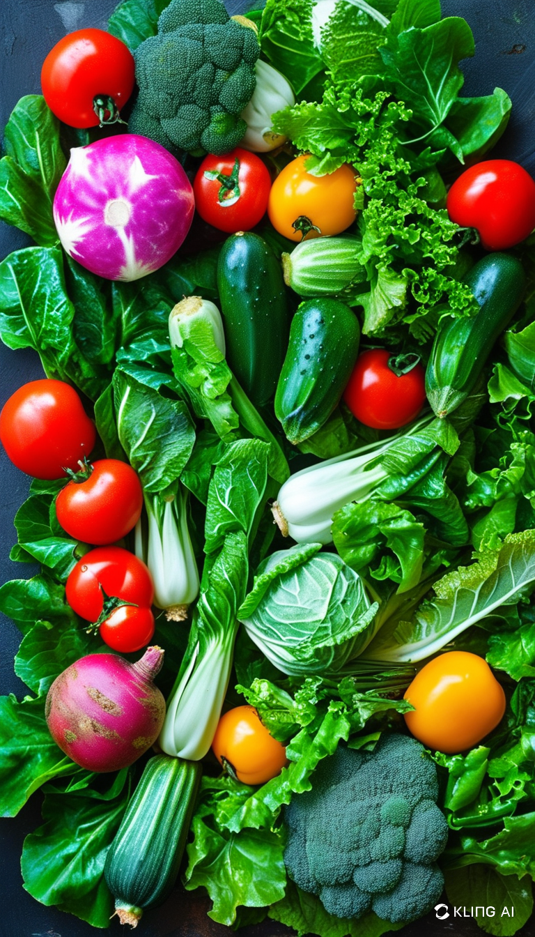 Colorful plant-based food arrangement
